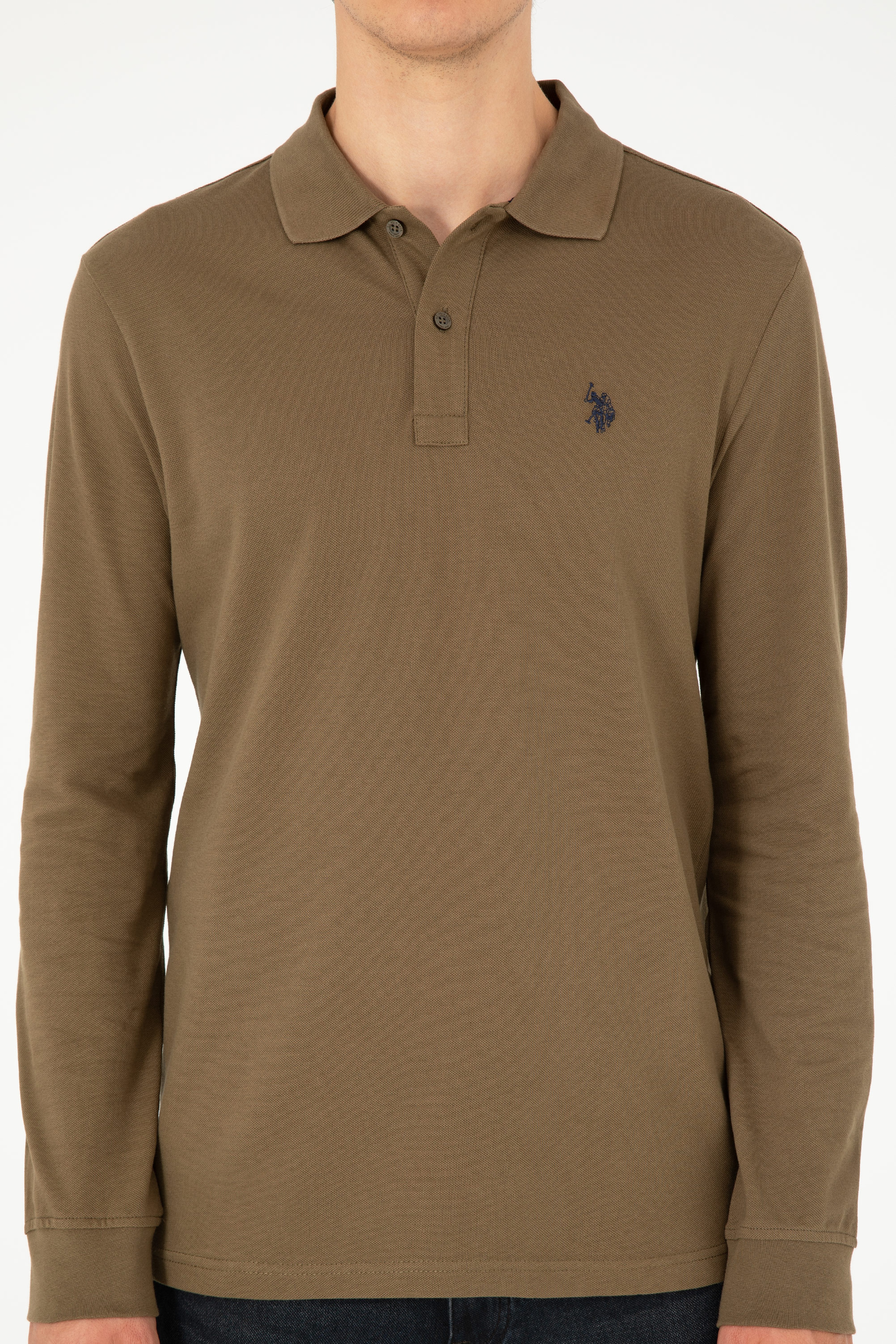 Erkek Haki Basic Sweatshirt - Image 6
