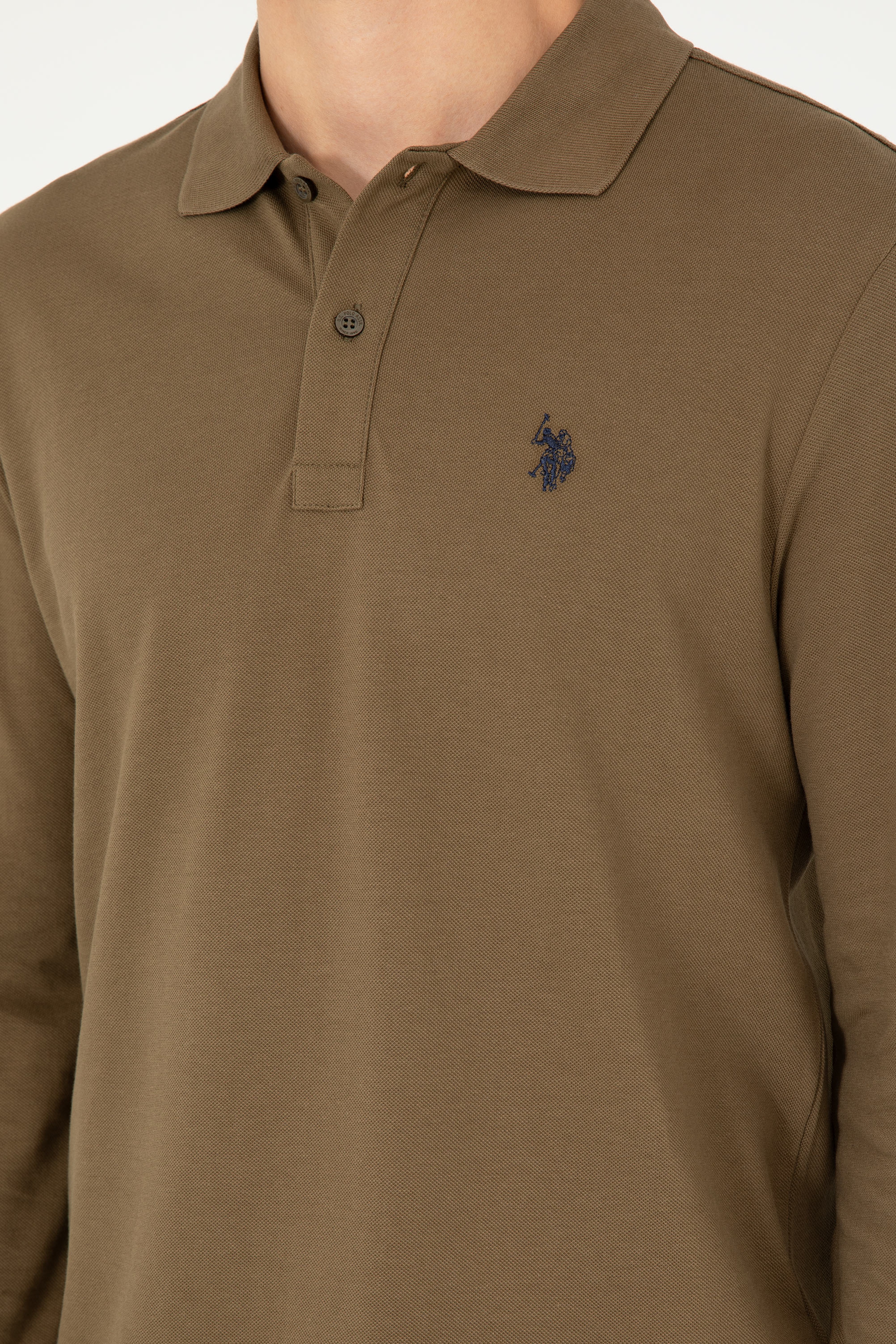 Erkek Haki Basic Sweatshirt - Image 7