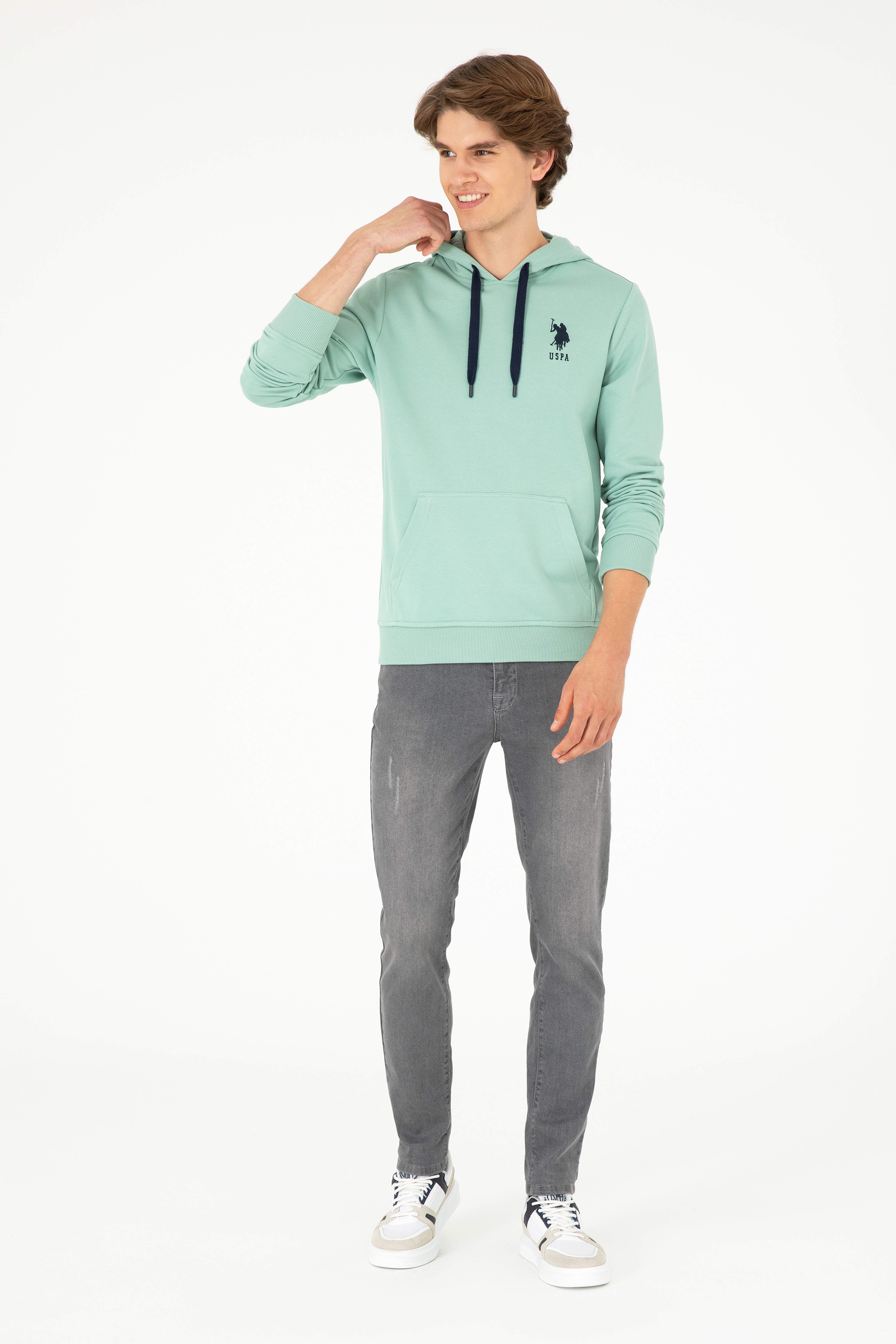 Erkek Su Yeşili Basic Sweatshirt