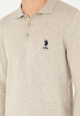 Erkek Slim Fit Polo Yaka Taş Melanj Basic Kazak - 50292434043