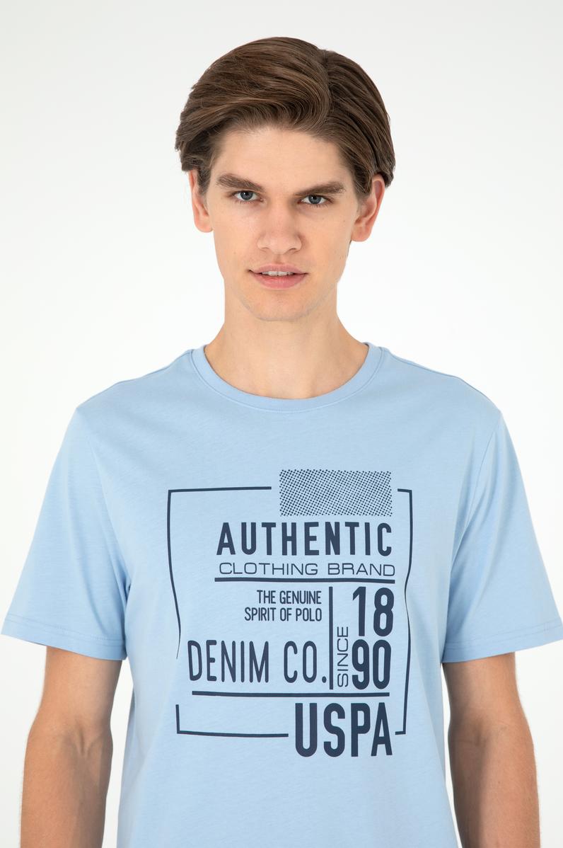 Erkek Oversize Fit Bisiklet Yaka Mavi Tişört