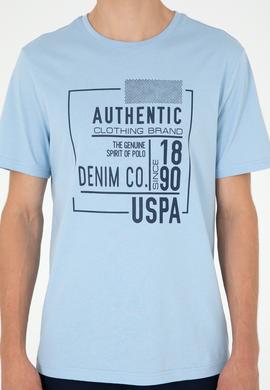 Erkek Oversize Fit Bisiklet Yaka Mavi Tişört - 50282006031