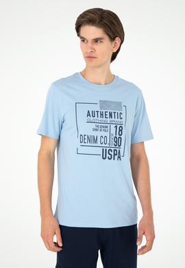 Erkek Oversize Fit Bisiklet Yaka Mavi Tişört - 50282006031