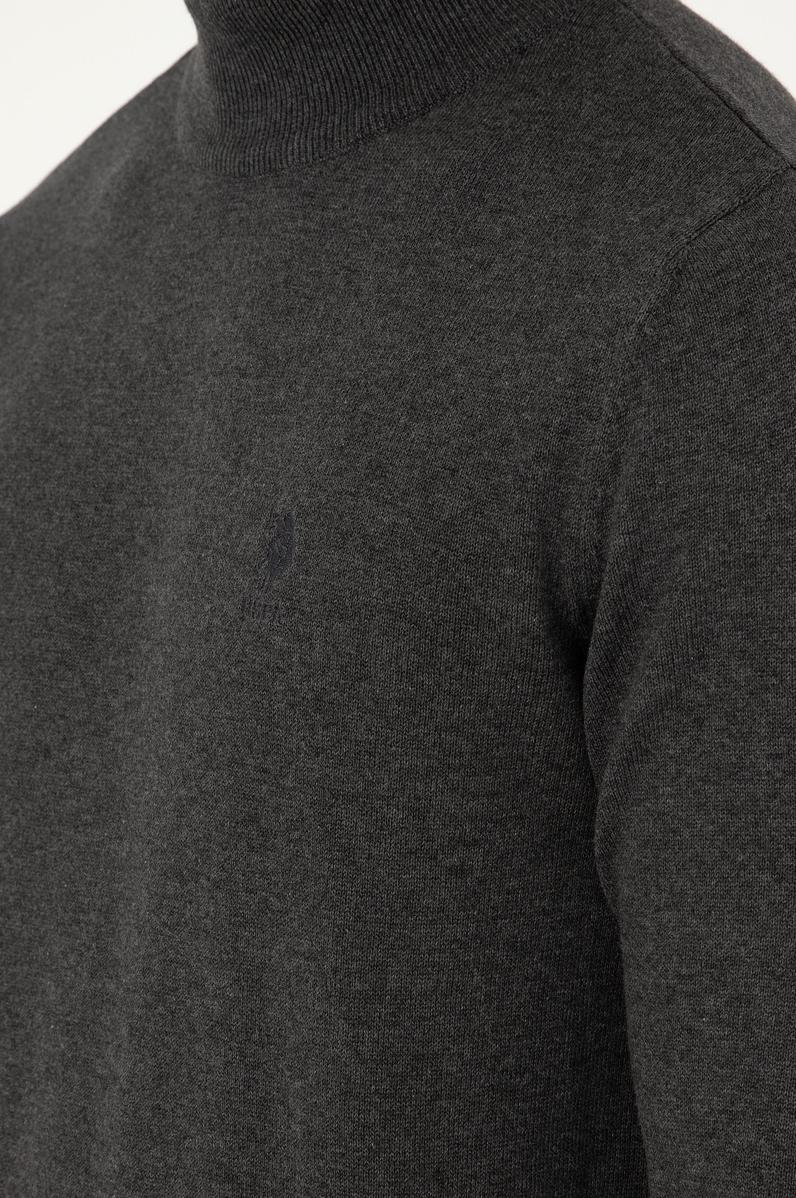 Erkek Slim Fit Yarım Boğazlı Antrasit Melanj Basic Kazak