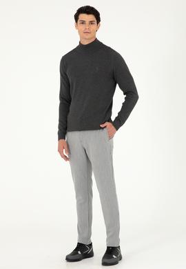 Erkek Slim Fit Yarım Boğazlı Antrasit Melanj Basic Kazak - 50288887044