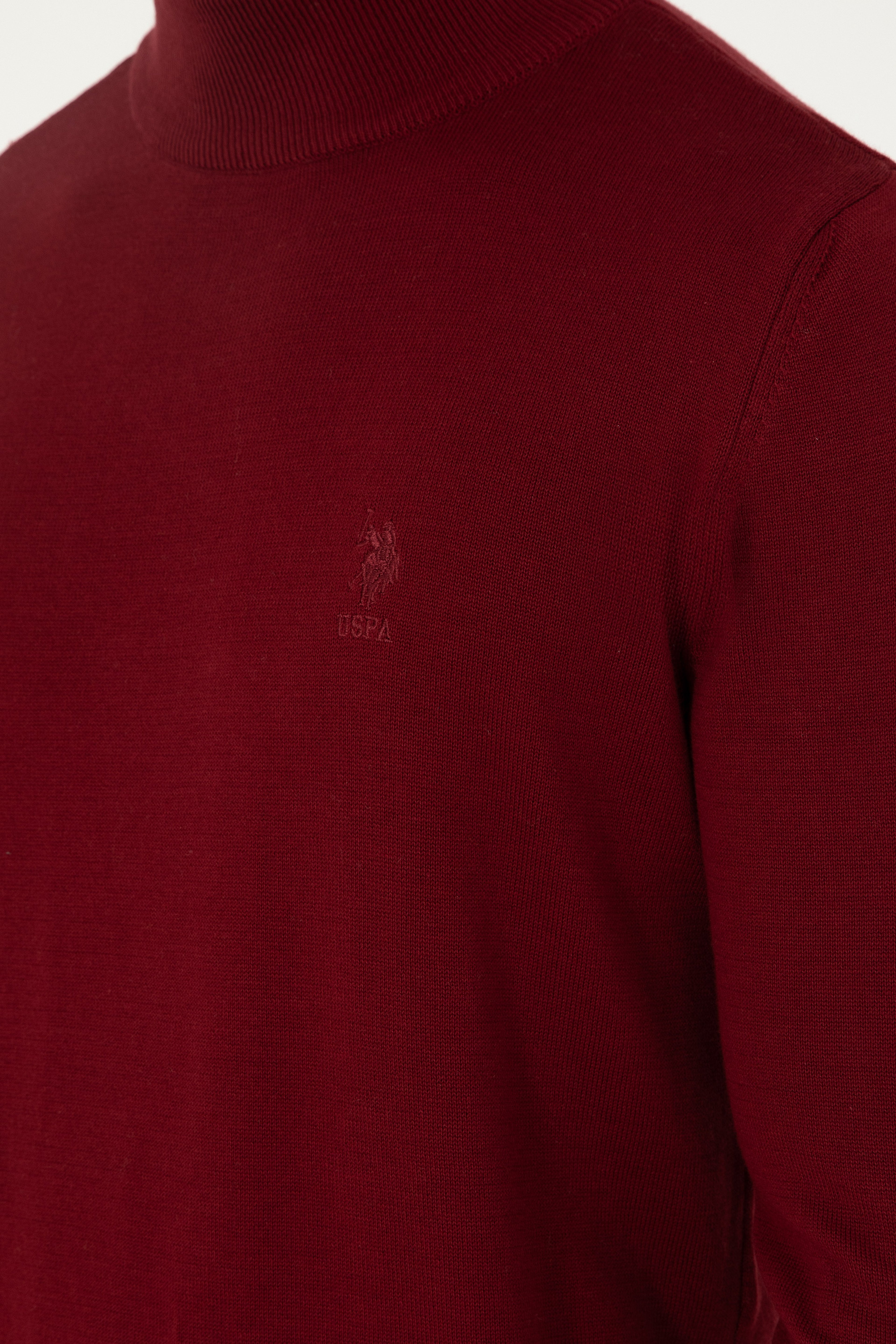 Erkek Slim Fit Yarım Boğazlı Bordo Basic Kazak - Image 7