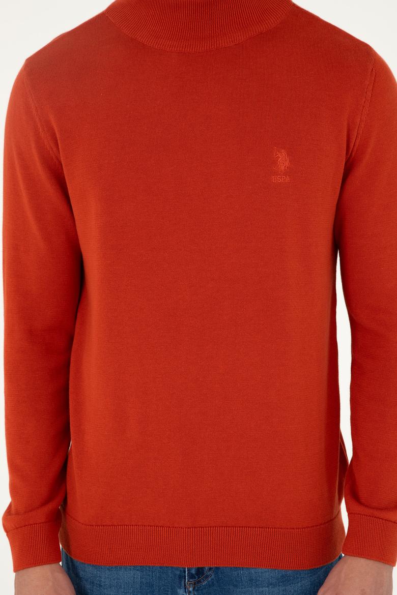 Erkek Slim Fit Yarım Boğazlı Kiremit  Basic Kazak - 50288887073