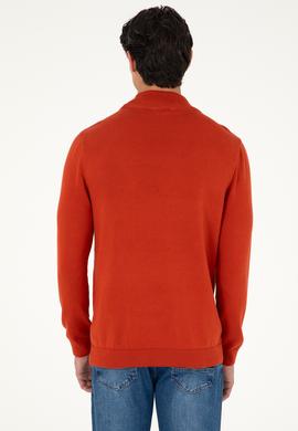 Erkek Slim Fit Yarım Boğazlı Kiremit  Basic Kazak - 50288887073