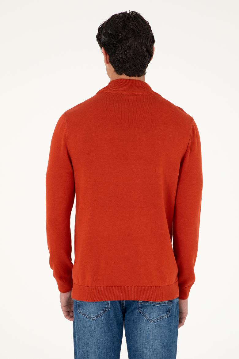 Erkek Slim Fit Yarım Boğazlı Kiremit  Basic Kazak - 50288887073