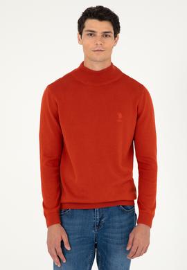 Erkek Slim Fit Yarım Boğazlı Kiremit  Basic Kazak - 50288887073