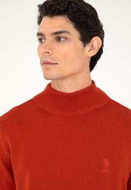 Erkek Slim Fit Yarım Boğazlı Kiremit  Basic Kazak - 50288887073