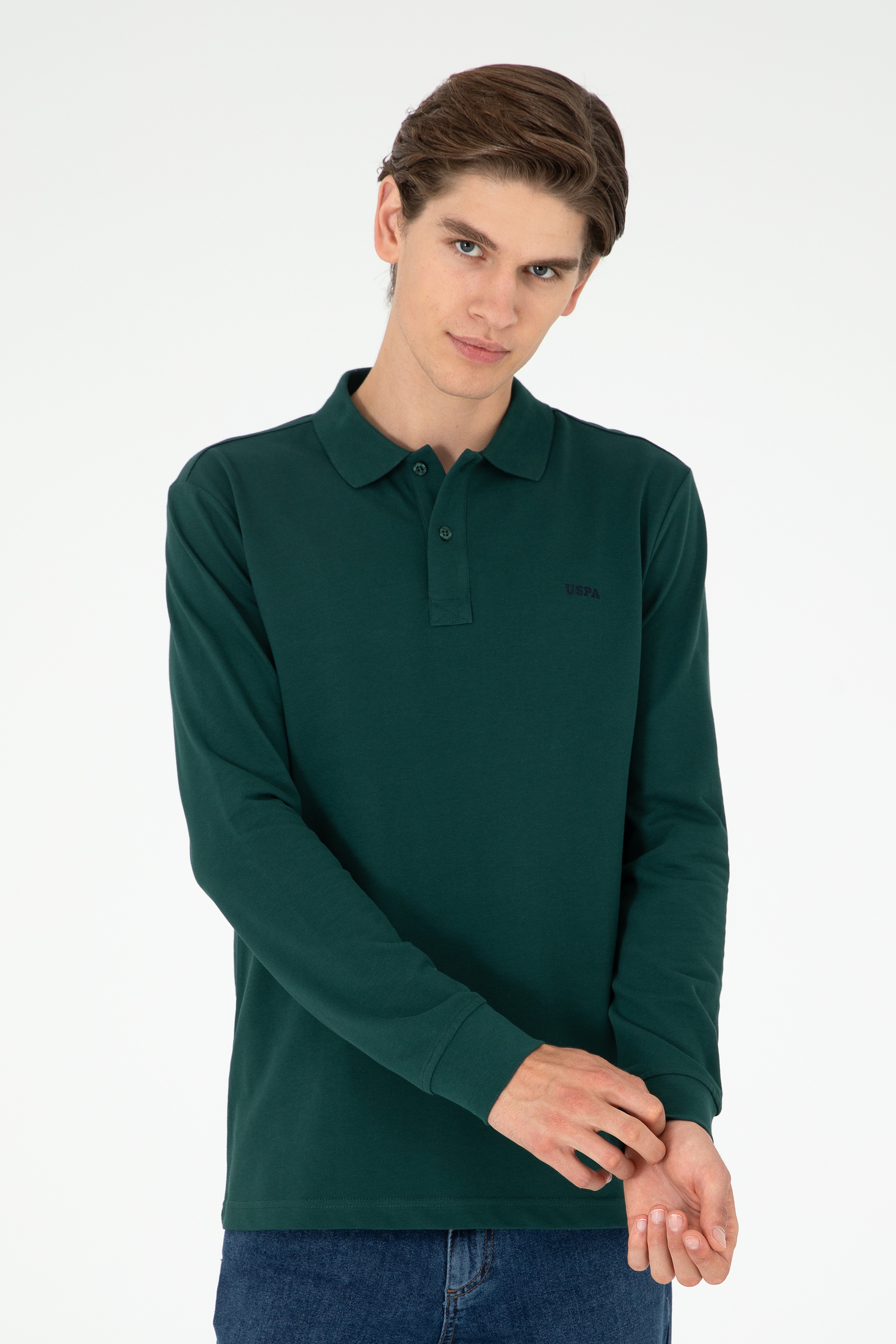 Erkek Koyu Yeşil Basic Sweatshirt - Image 1