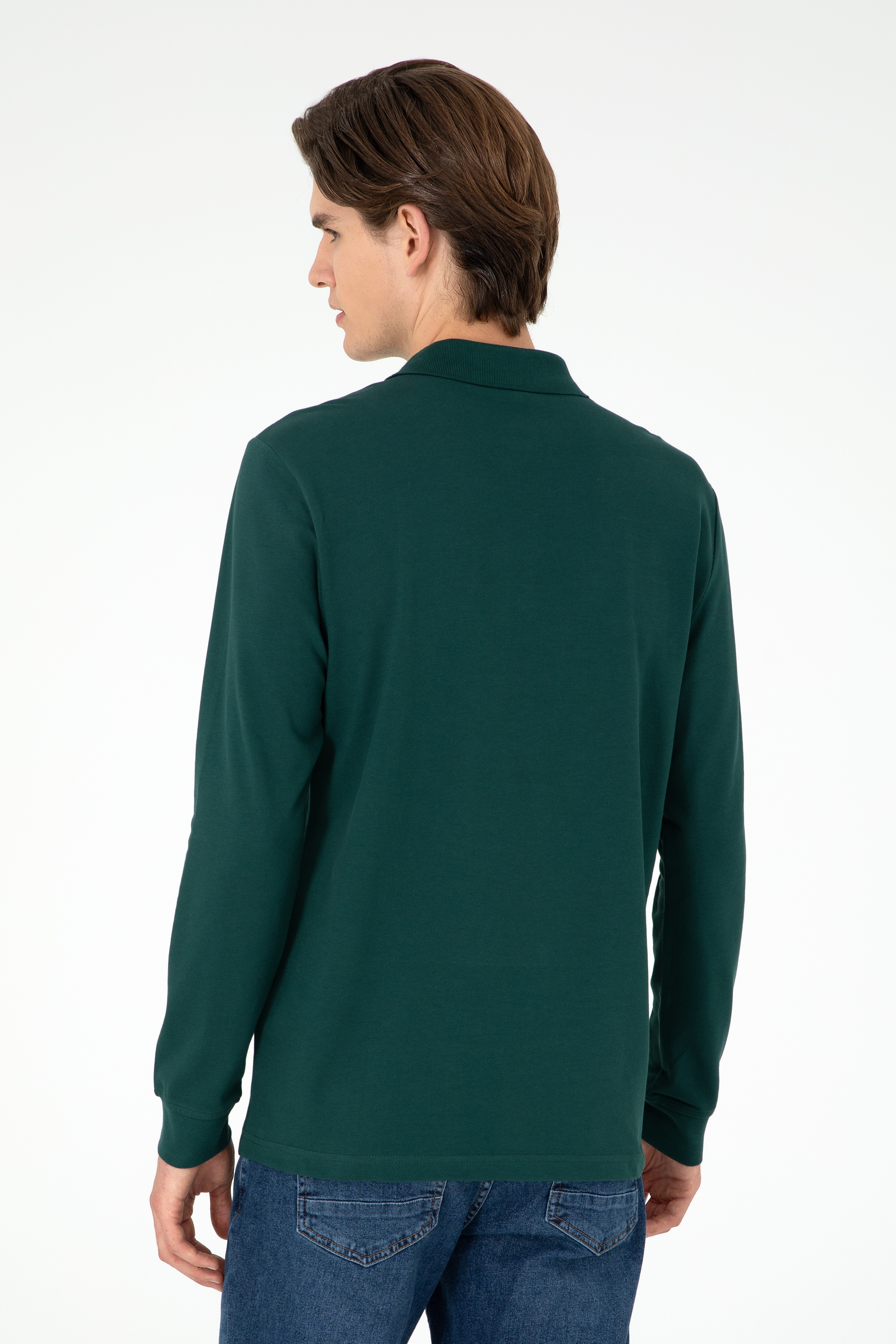 Erkek Koyu Yeşil Basic Sweatshirt - Image 5