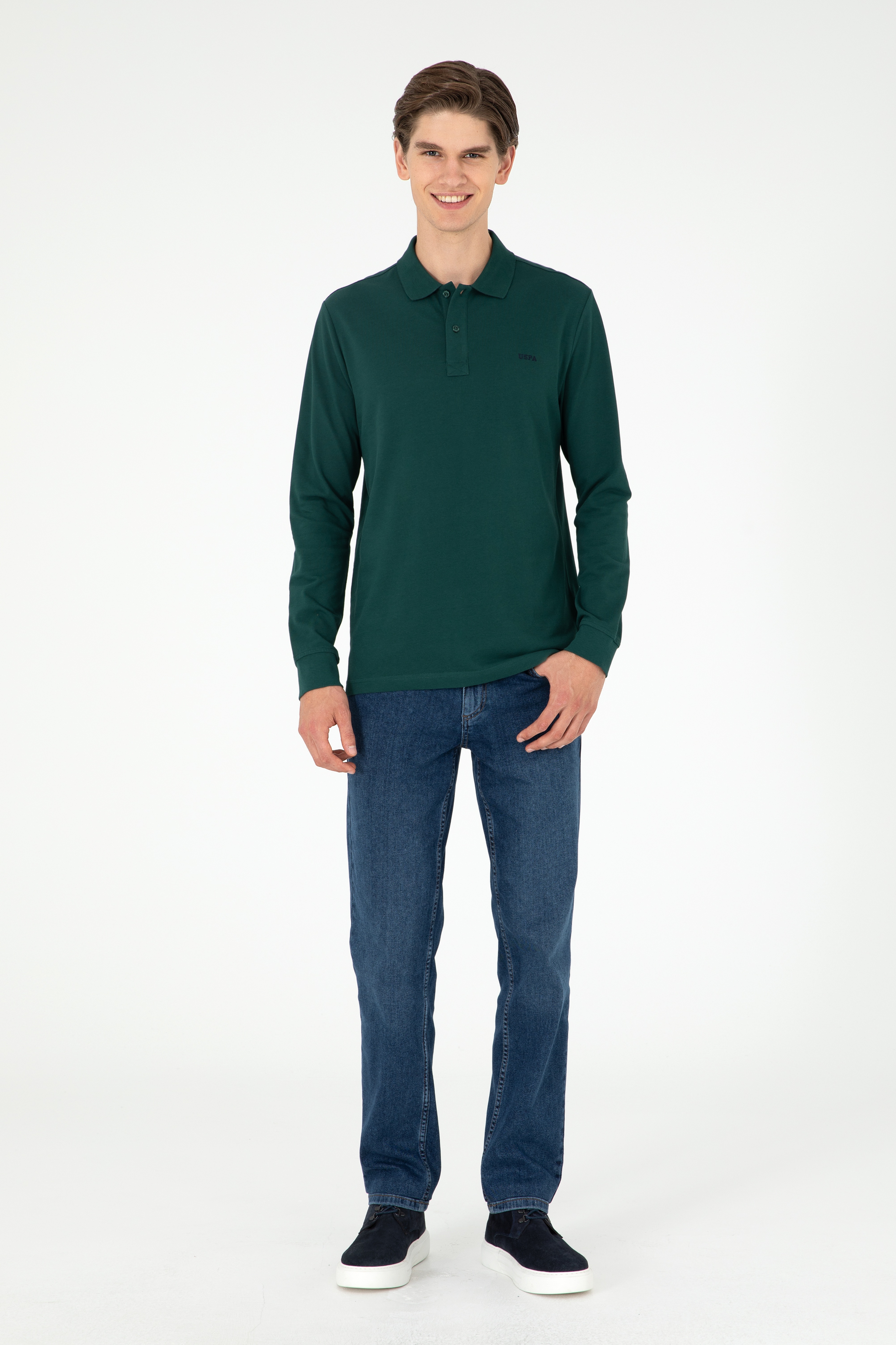 Erkek Koyu Yeşil Basic Sweatshirt - Image 4