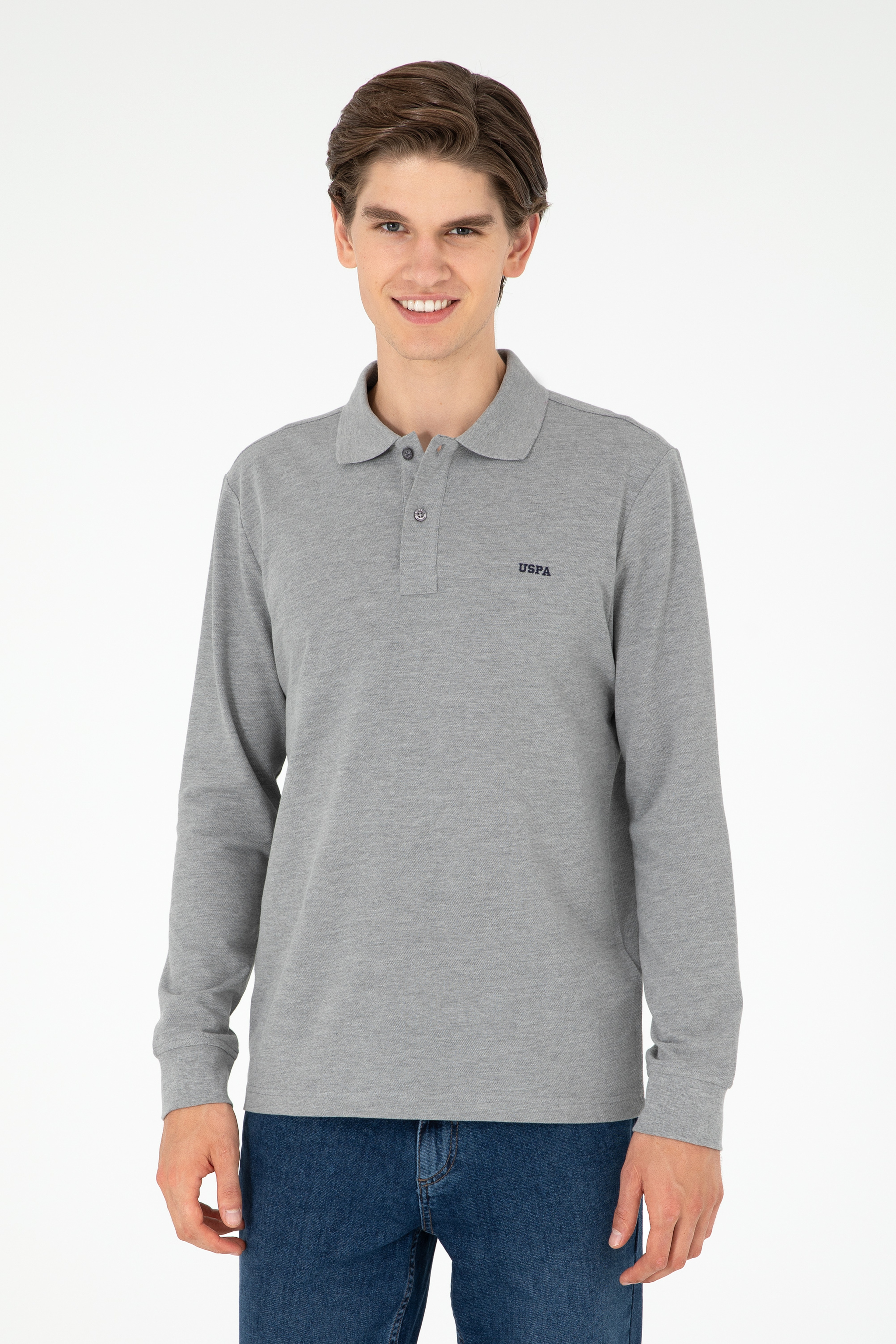 Erkek Gri Melanj Basic Sweatshirt - Image 1
