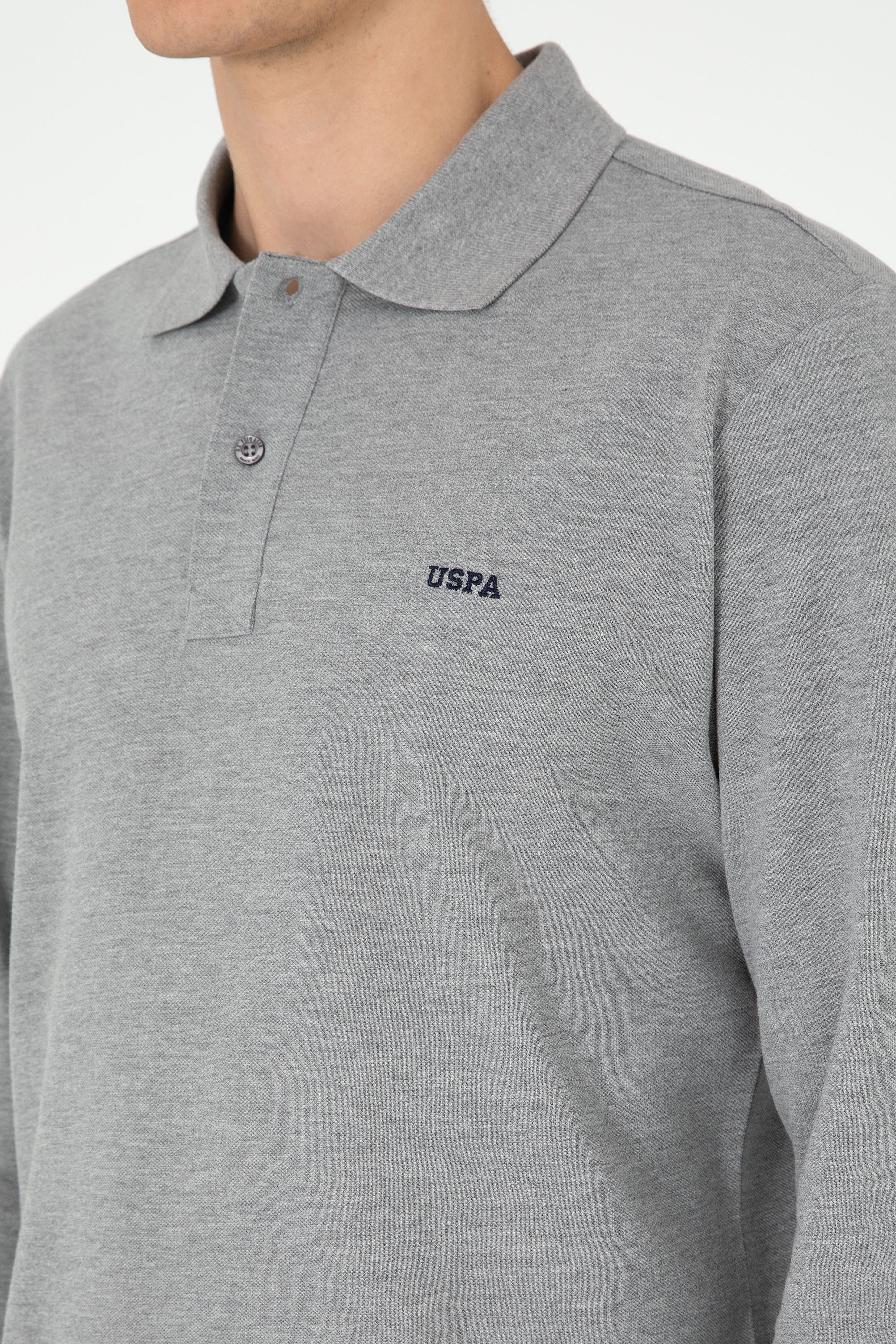 Erkek Gri Melanj Basic Sweatshirt - Image 7