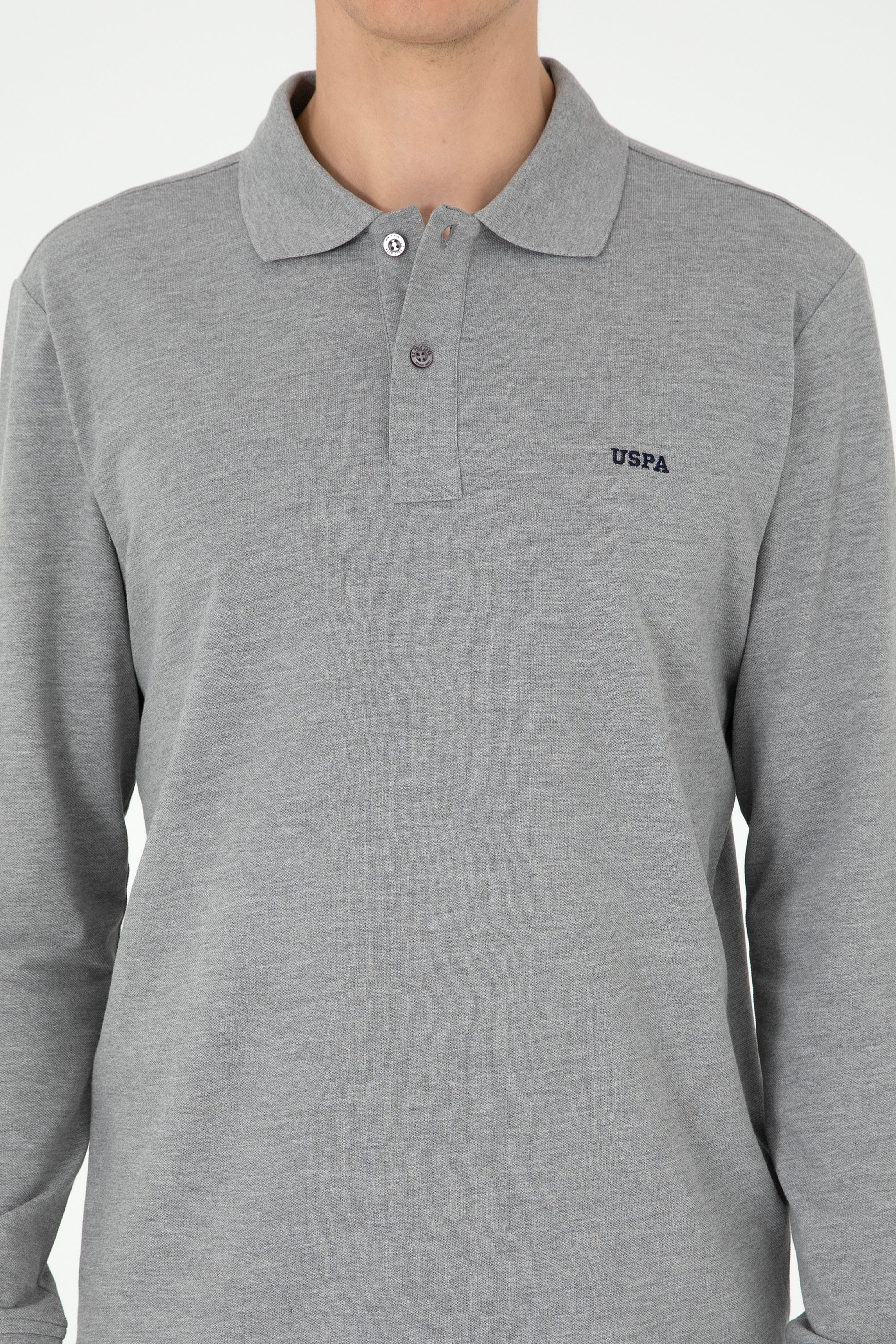 Erkek Gri Melanj Basic Sweatshirt