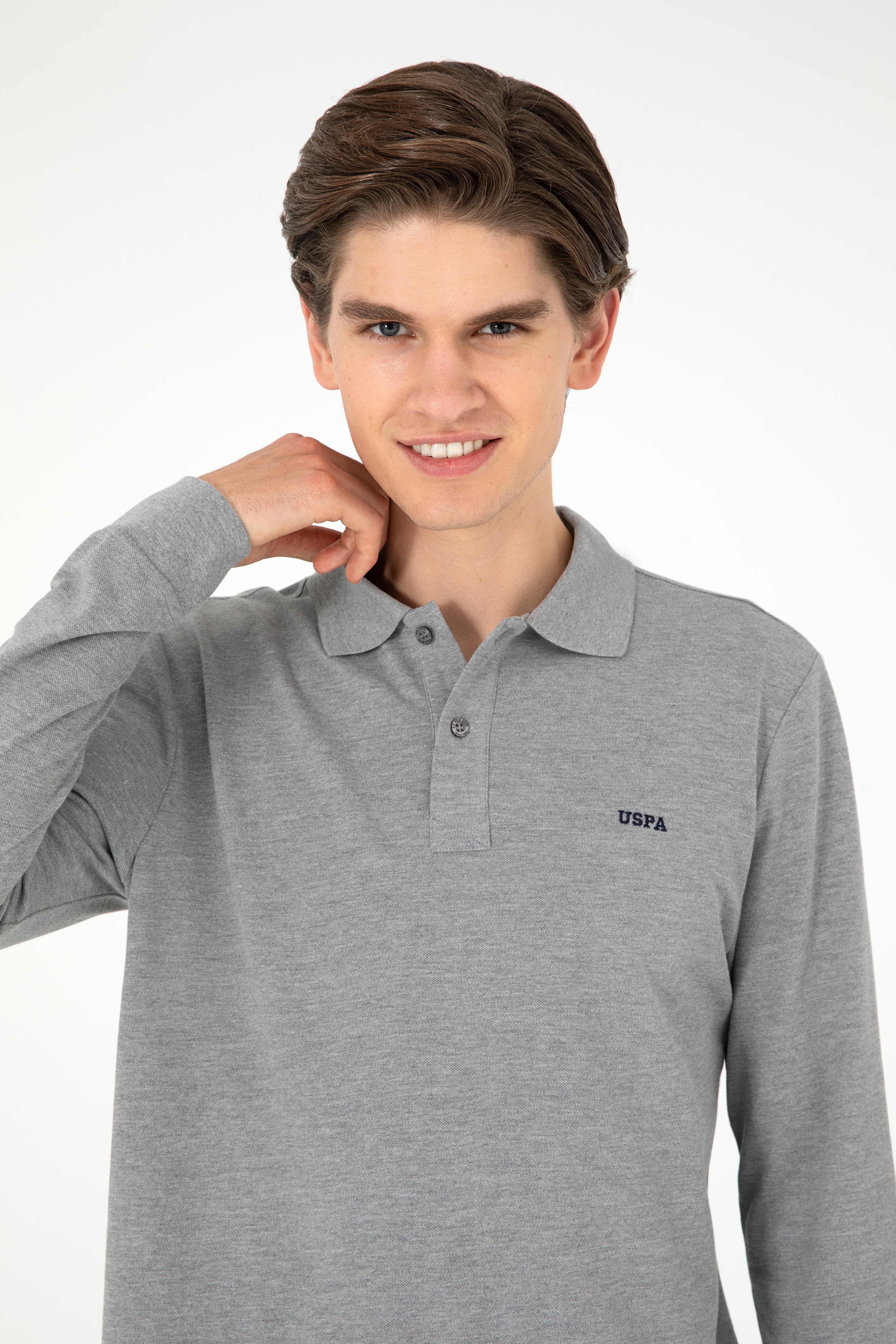 Erkek Gri Melanj Basic Sweatshirt