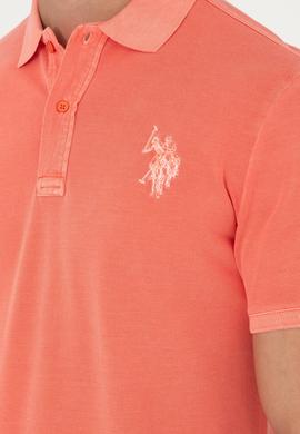 Erkek Slim Fit Polo Yaka Nar Çiçeği Basic Tişört - 50279591163