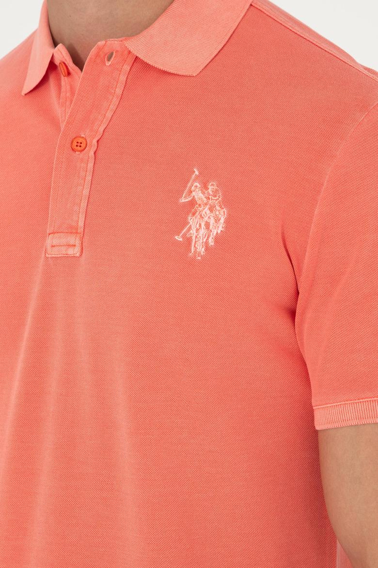 Erkek Slim Fit Polo Yaka Nar Çiçeği Basic Tişört - 50279591163