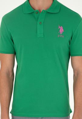 Erkek Slim Fit Polo Yaka Yeşil Basic Tişört - 50279568049