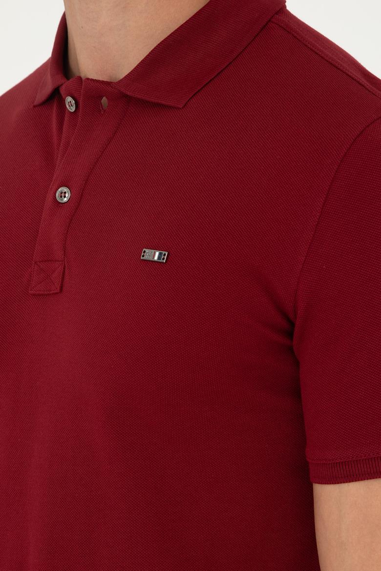 Erkek Bordo Basic Tişört - 50279610036