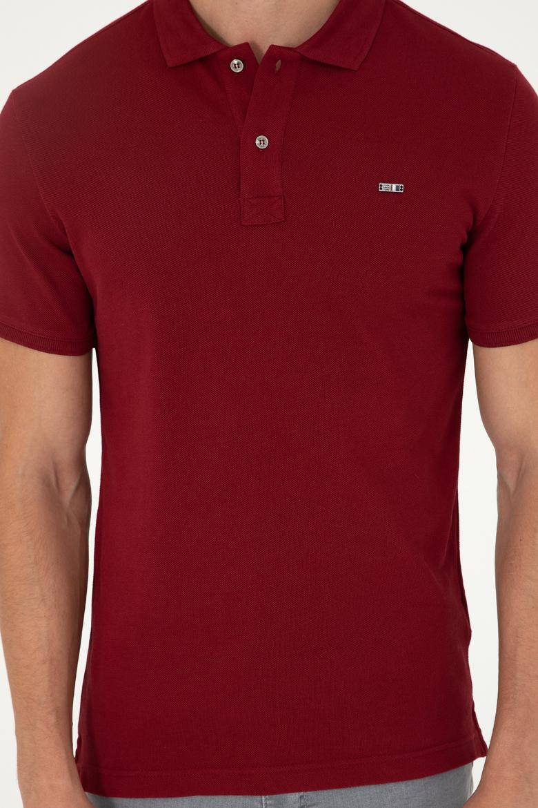 Erkek Bordo Basic Tişört - 50279610036