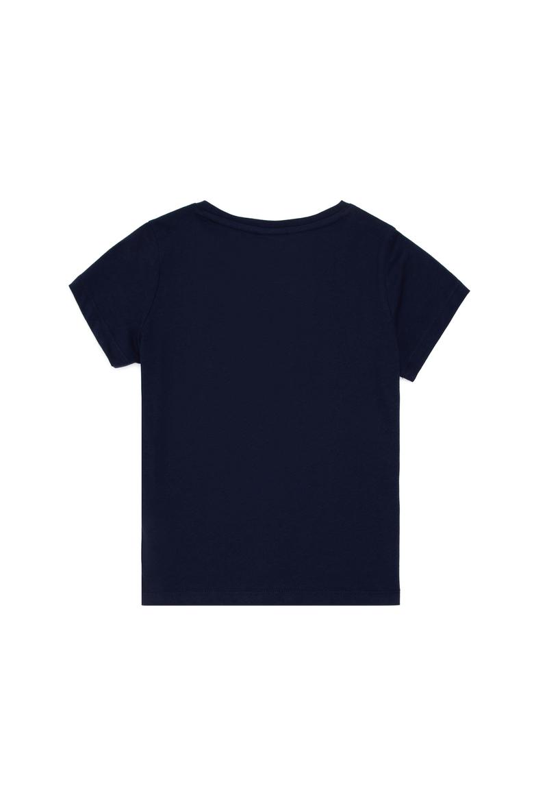 Kız Çocuk Lacivert Bisiklet Yaka Basic Tişört - 50288500009
