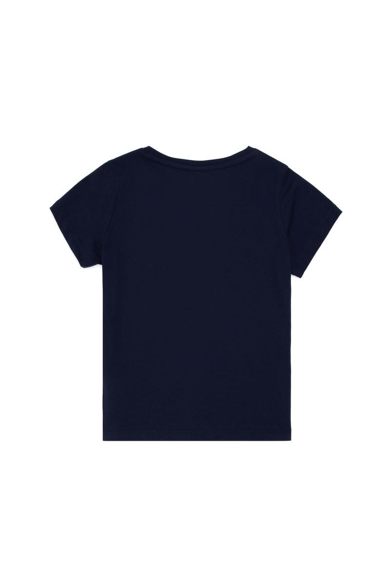 Kız Çocuk Lacivert Bisiklet Yaka Basic Tişört