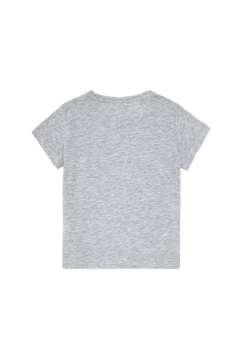 Kız Çocuk Gri Melanj Bisiklet Yaka Basic Tişört