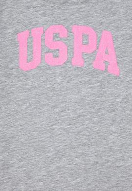 Kız Çocuk Gri Melanj Bisiklet Yaka Basic Tişört - 50288500126