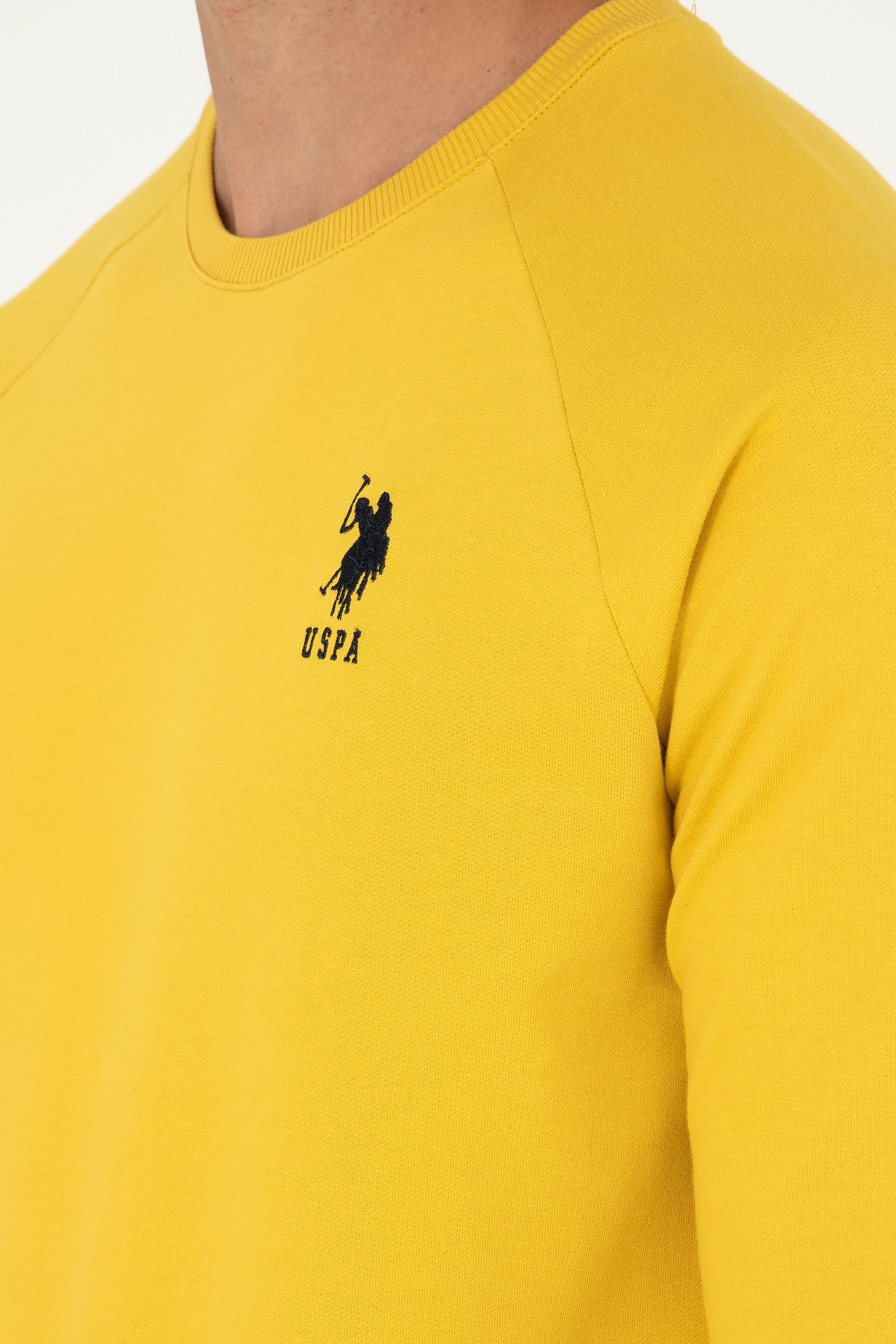 Erkek Sarı Basic Sweatshirt - Image 7