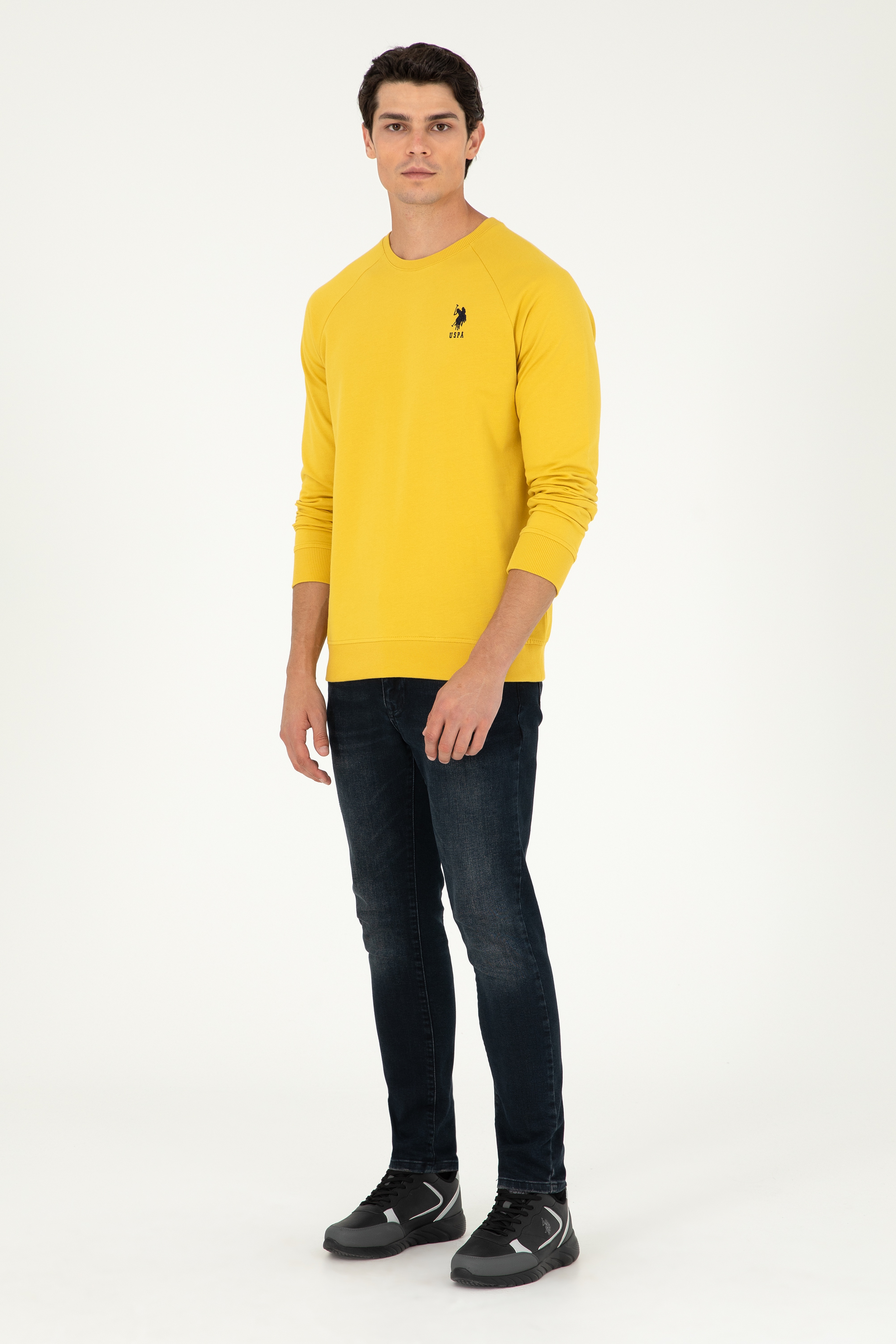Erkek Sarı Basic Sweatshirt