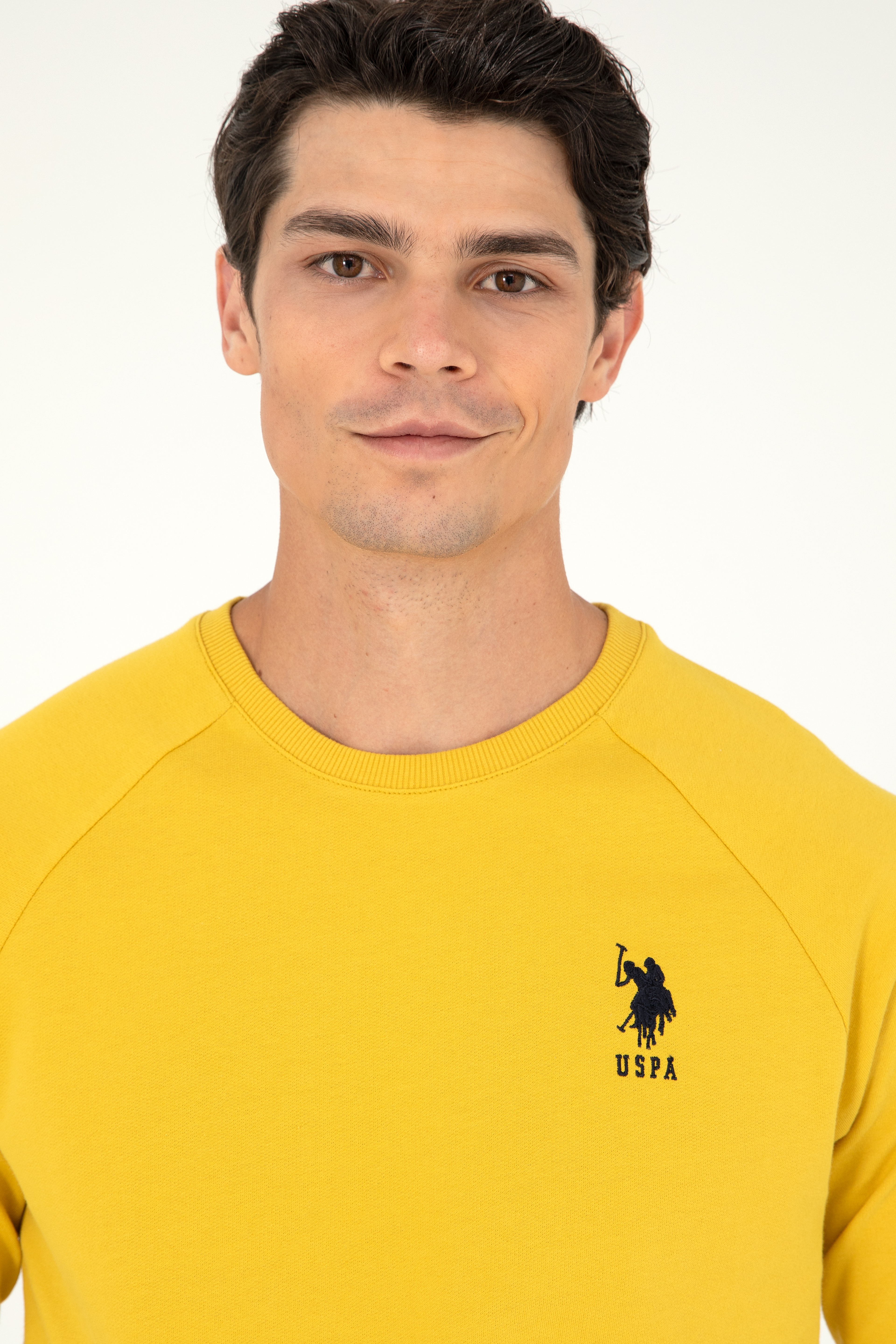 Erkek Sarı Basic Sweatshirt - Image 2
