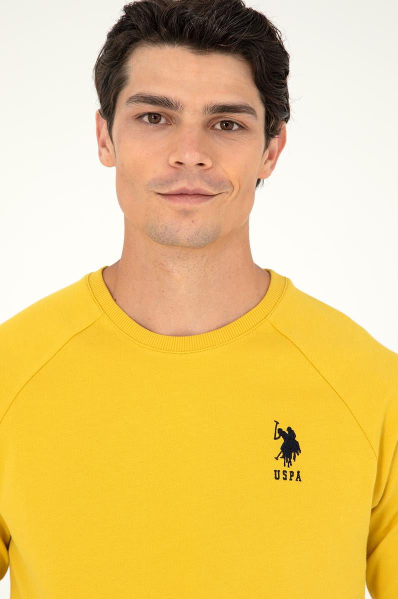 Erkek Sarı Basic Sweatshirt