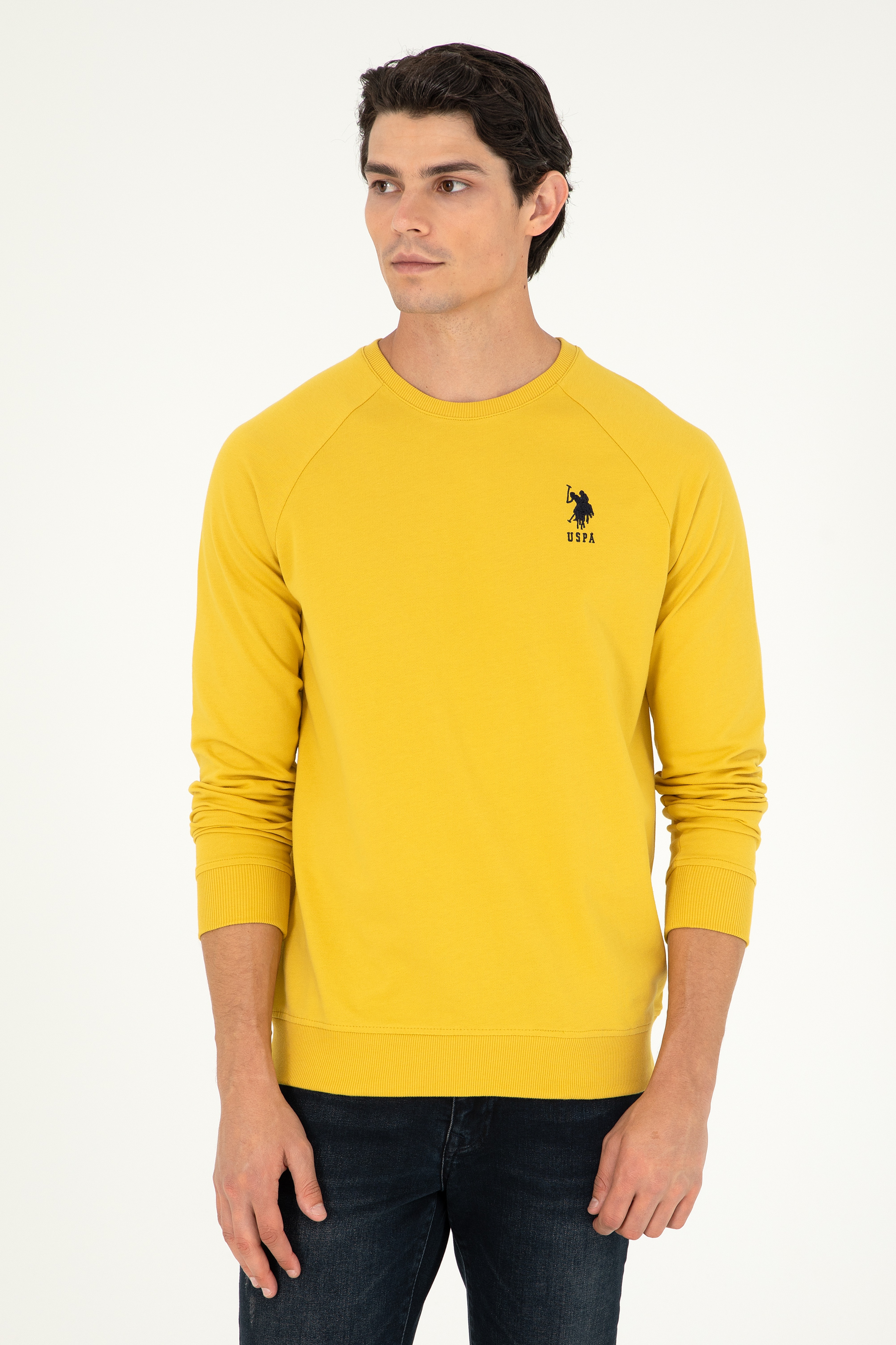 Erkek Sarı Basic Sweatshirt - Image 1