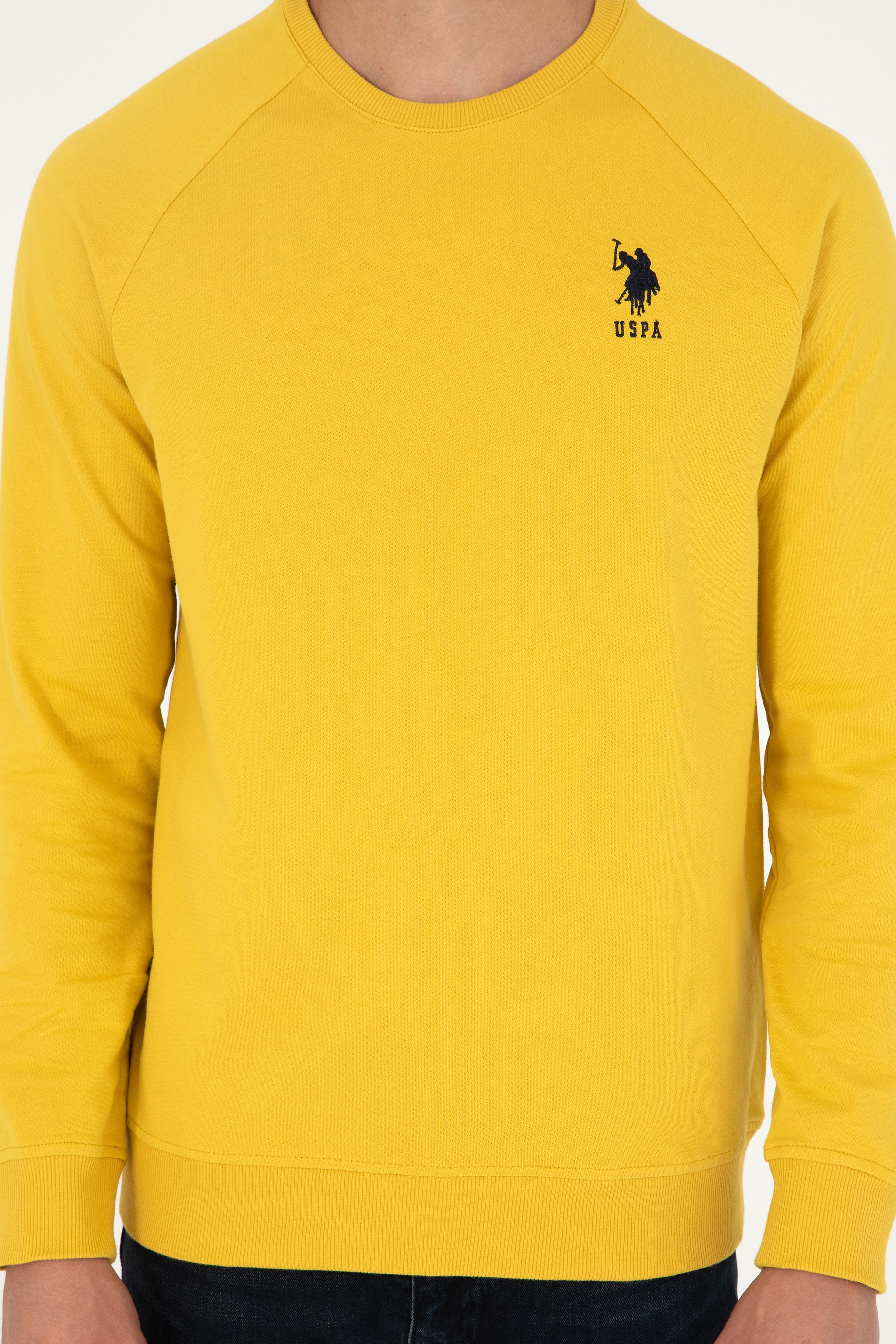 Erkek Sarı Basic Sweatshirt
