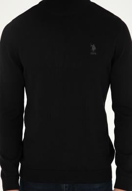 Erkek Slim Fit Yarım Boğazlı Siyah Basic Kazak - 50288887034