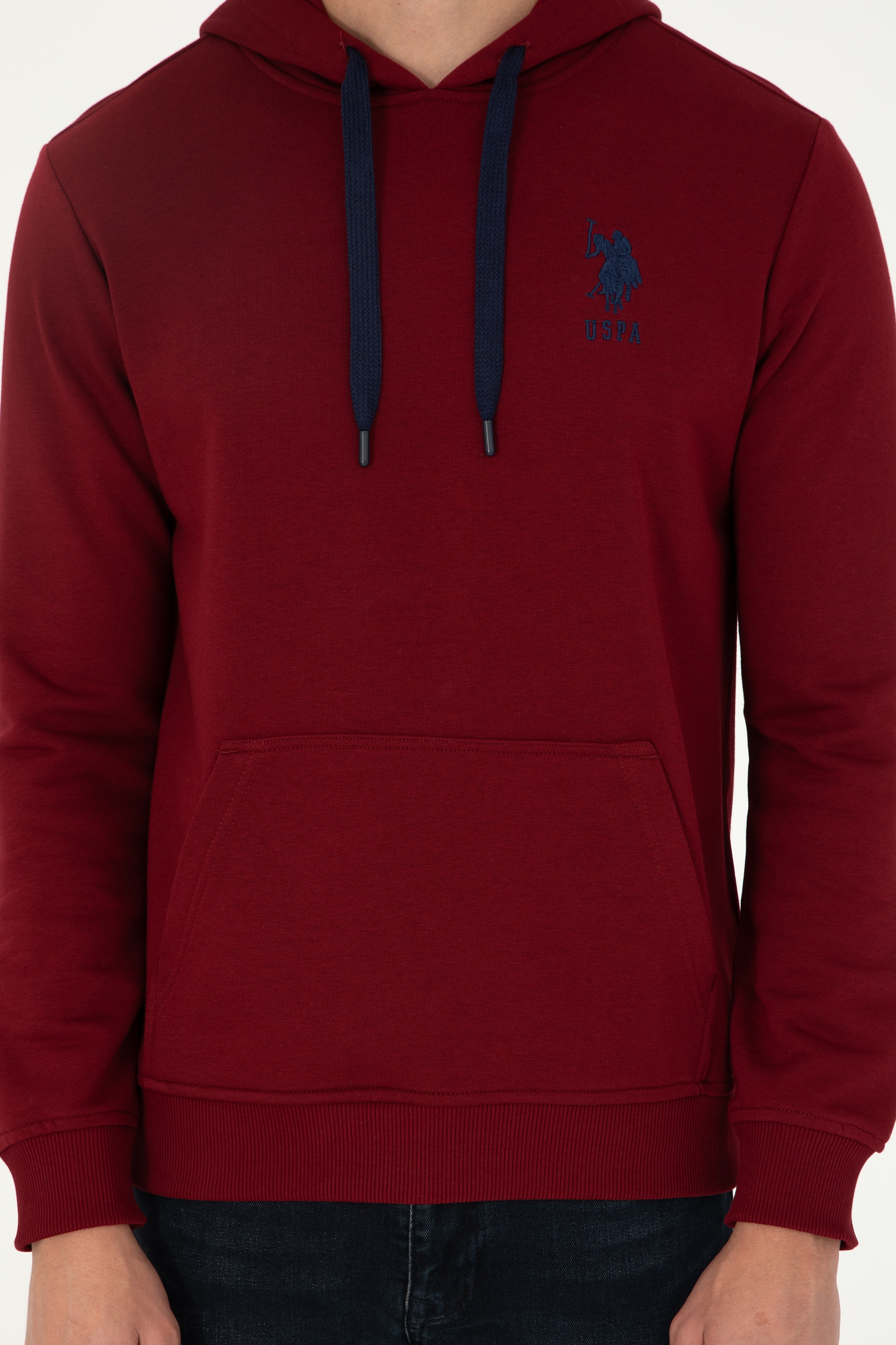 Erkek Bordo Basic Sweatshirt - Image 6