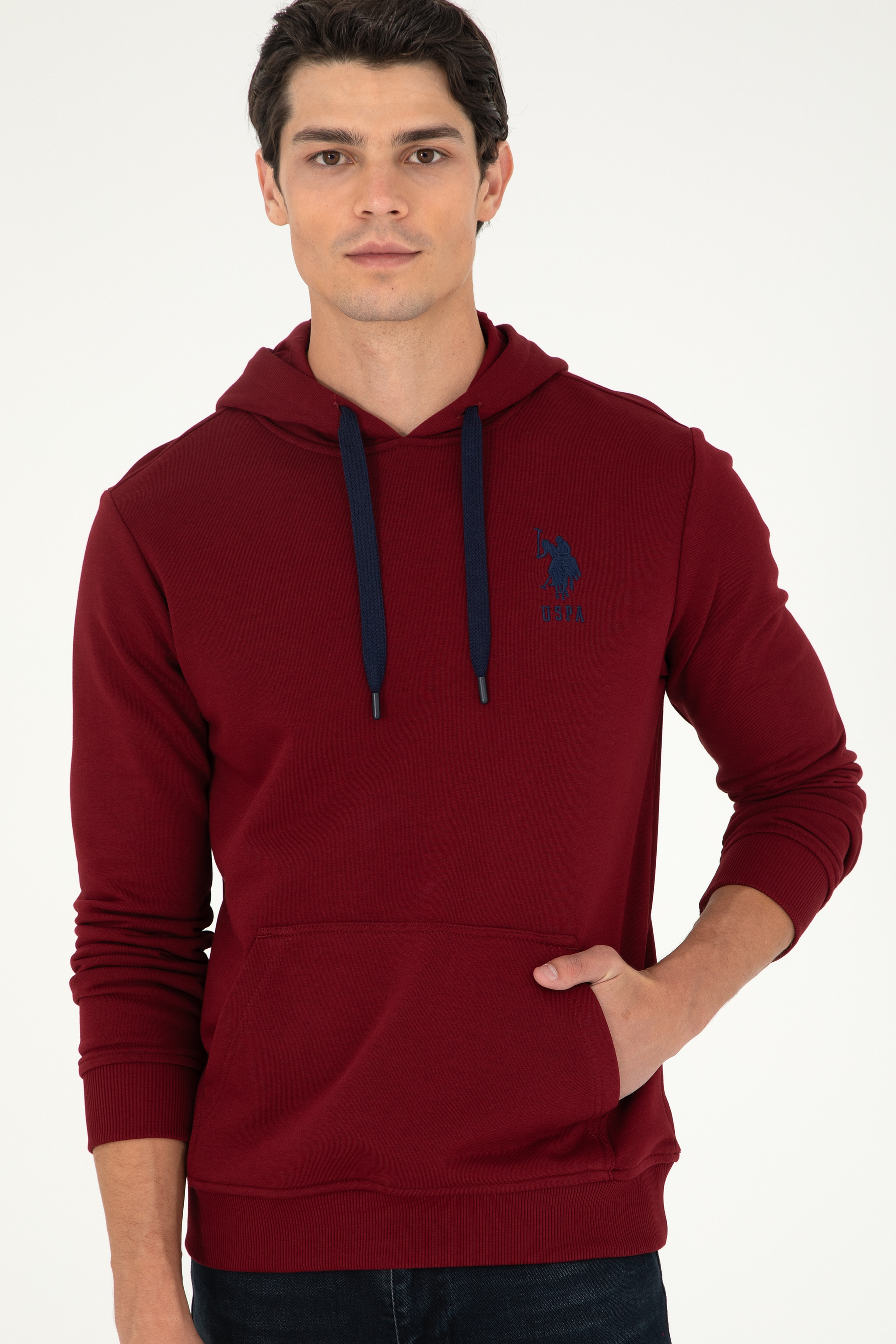 Erkek Bordo Basic Sweatshirt - Image 3