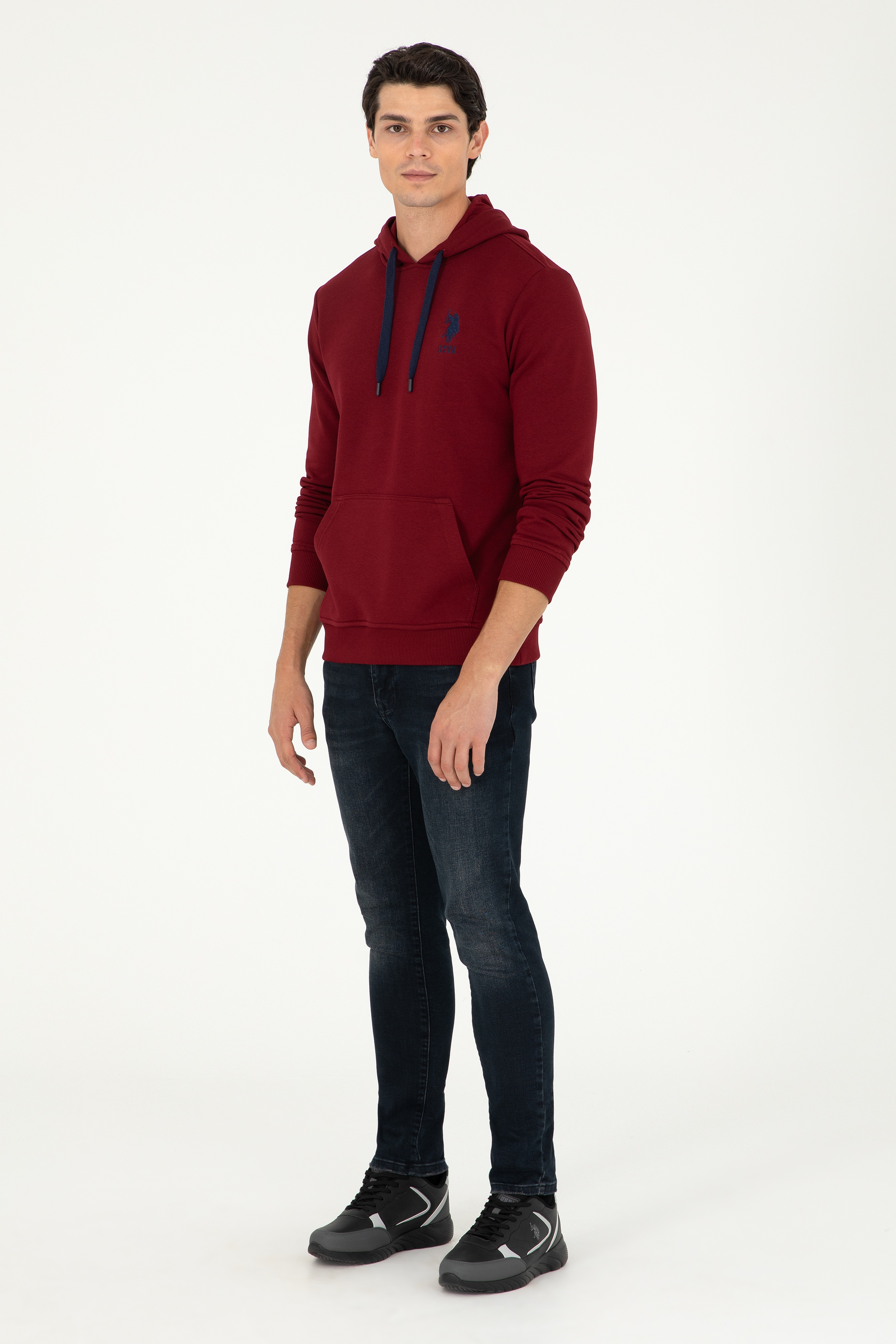Erkek Bordo Basic Sweatshirt - Image 4