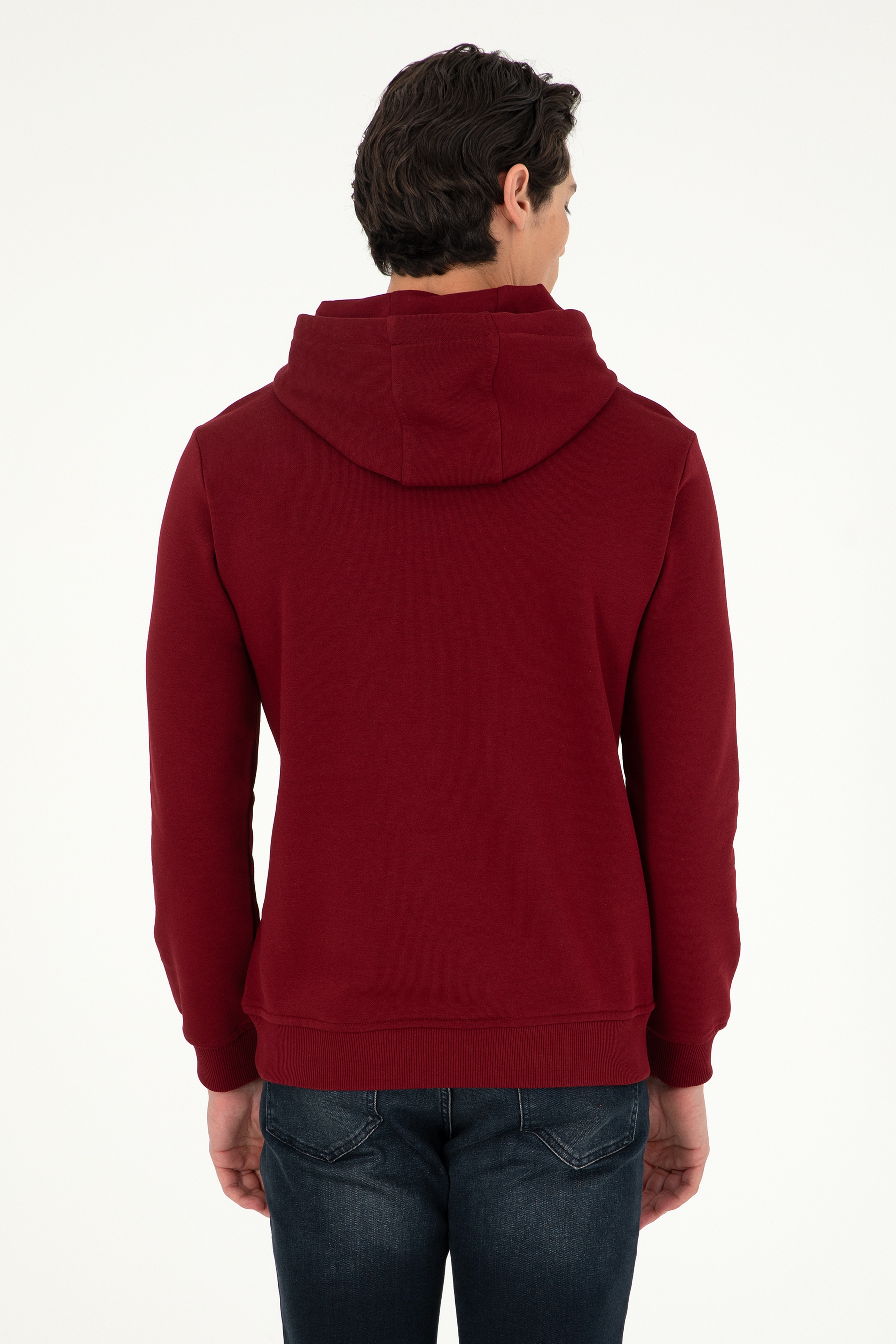 Erkek Bordo Basic Sweatshirt - Image 5