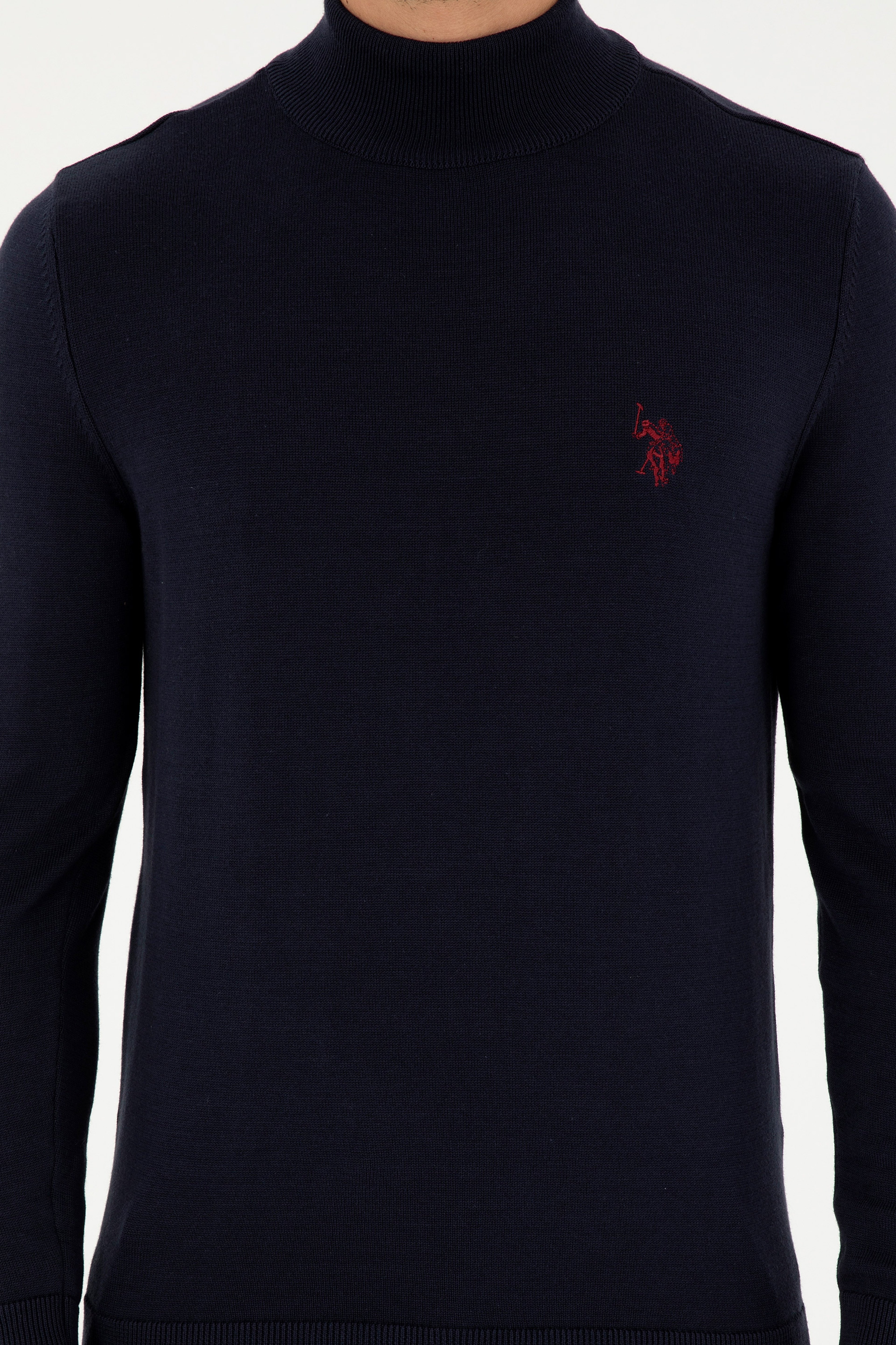 Erkek Slim Fit Yarım Boğazlı Lacivert Basic Kazak - Image 6