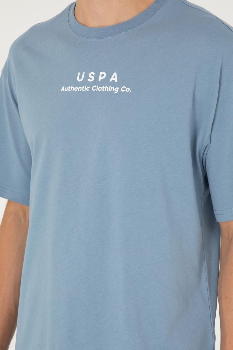 Erkek Comfort Fit Bisiklet Yaka İndigo Tişört - 50294322059