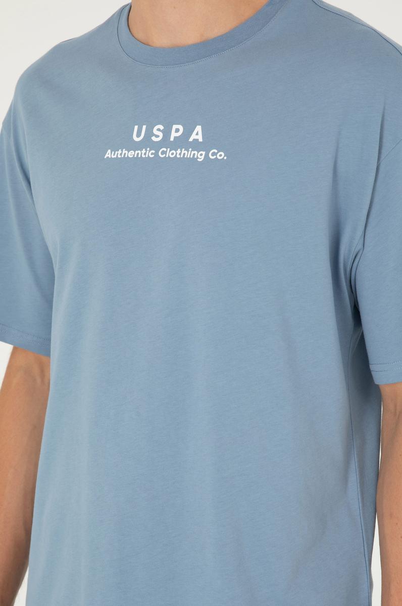 Erkek Comfort Fit Bisiklet Yaka İndigo Tişört