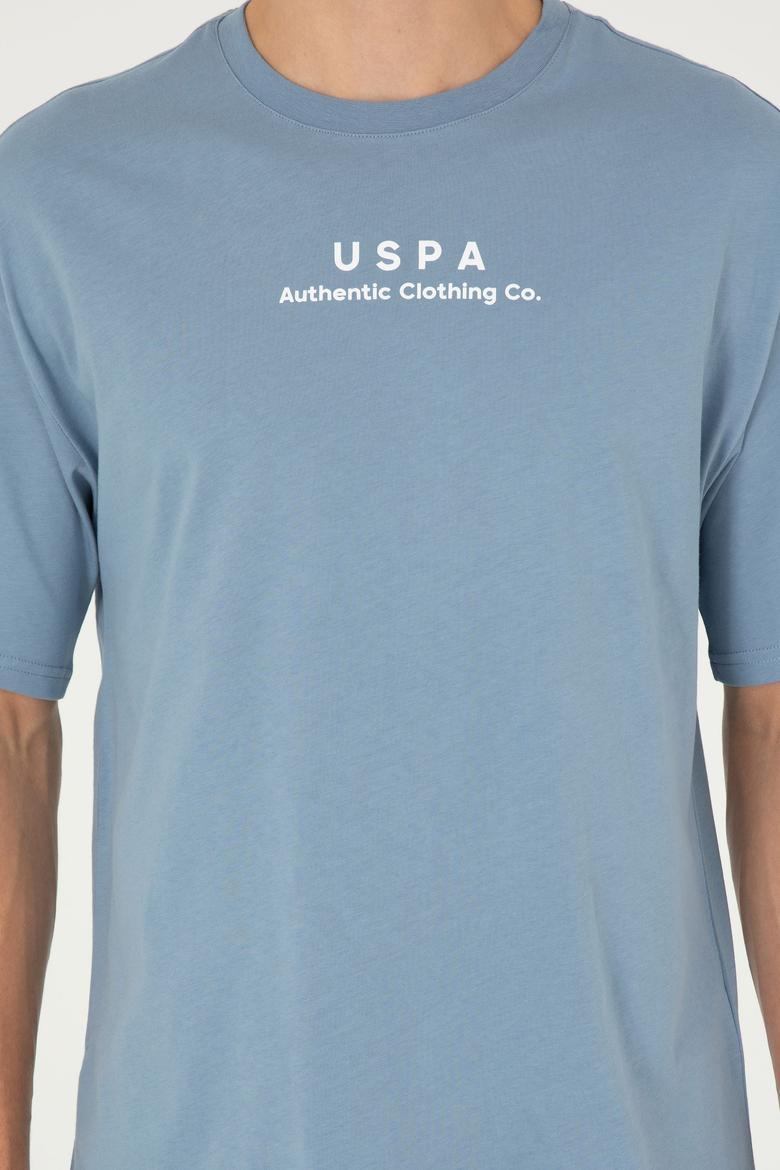 Erkek Comfort Fit Bisiklet Yaka İndigo Tişört - 50294322059