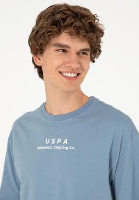 Erkek Comfort Fit Bisiklet Yaka İndigo Tişört - 50294322059