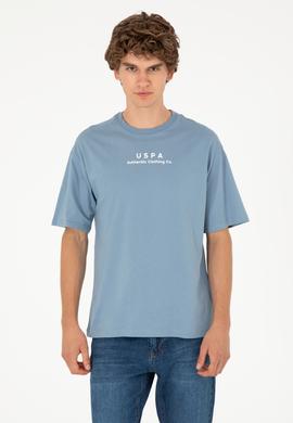 Erkek Comfort Fit Bisiklet Yaka İndigo Tişört - 50294322059