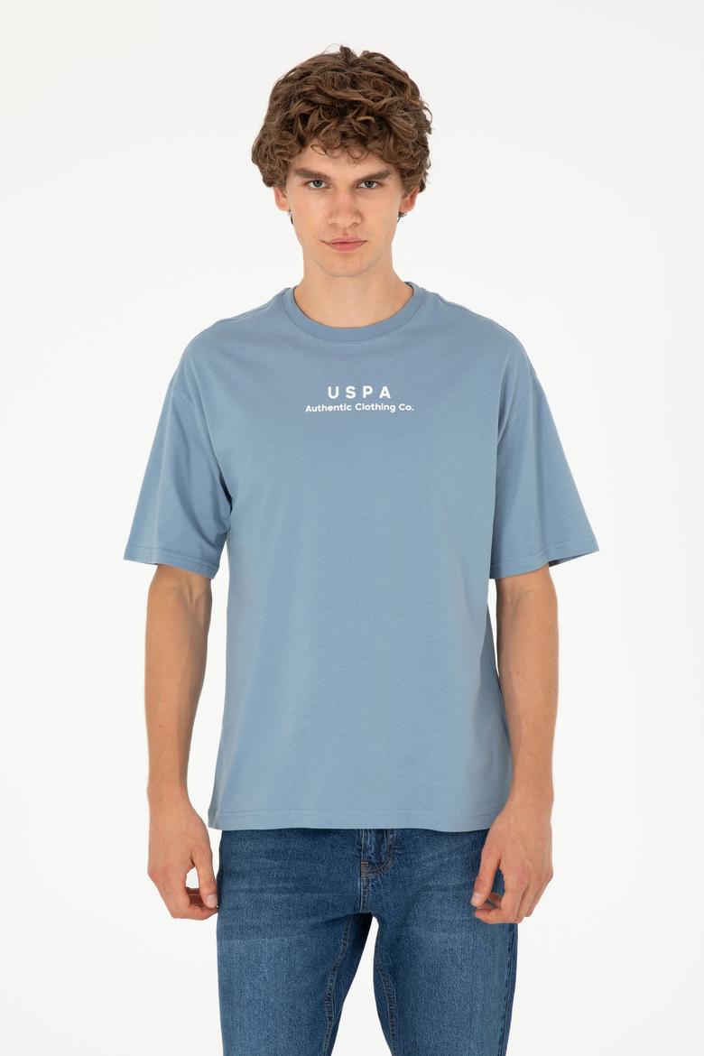 Erkek Comfort Fit Bisiklet Yaka İndigo Tişört