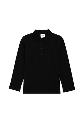 Kız Çocuk Siyah Polo Yaka Basic Sweatshirt - 50296377066